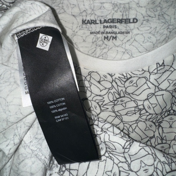 Karl Lagerfeld pristine t-shirt M white with prints - Picture 3 of 3